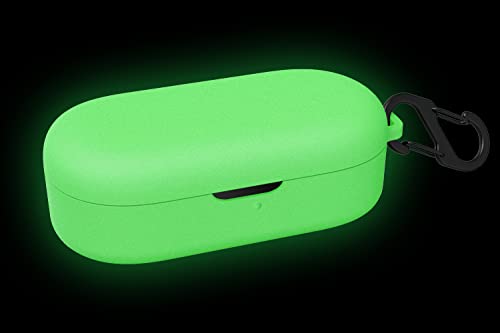 Geiomoo Silicone Case Compatible with TOZO T12, Protective Cover with Carabiner (Luminous Green)