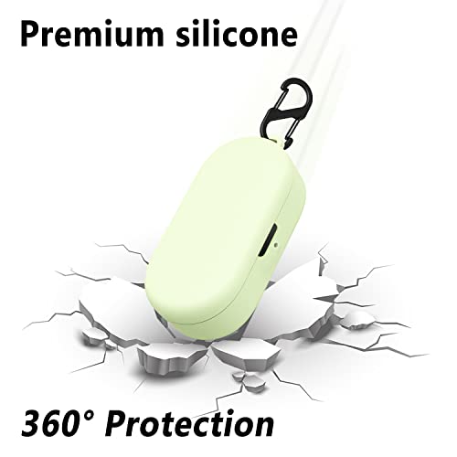 Geiomoo Silicone Case Compatible with TOZO T12, Protective Cover with Carabiner (Luminous Green)
