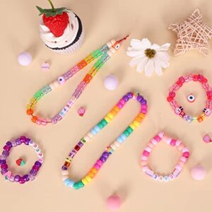 QUEFE 3540pcs Pony Beads 2400pcs Rainbow Kandi Beads Bulk, Crafts Gift, in 48 Colors and 1020 Letter Beads, Polymer Clay Beads for Bracelets Jewelry Making Kit, DIY Arts