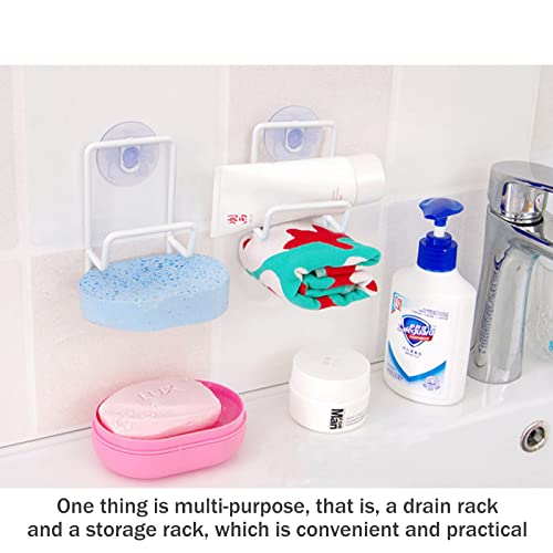 Yoxebo Sponge Holder with Suction Cups,2 Pcs Kitchen Bathroom Sink Storage Organizer Caddy,Small Storage Holder for Sponges Soaps (White)
