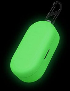 geiomoo silicone case compatible with tozo t10, protective cover with carabiner (luminous green)