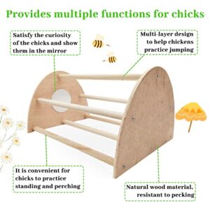 Hamiledyi Chick Perch, Chicken Wooden Strong Roosting Bar with Mirror, Training Sleeping Perch Standing for Coop and Brooder, Solid Ladder for Chick Hens Silkies Quail Chicken