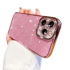 fycyko compatible with iphone 11 pro case glitter luxury cute flexible plating cover camera protection shockproof phone case for women girl men design for iphone 11 pro 5.8'' pink