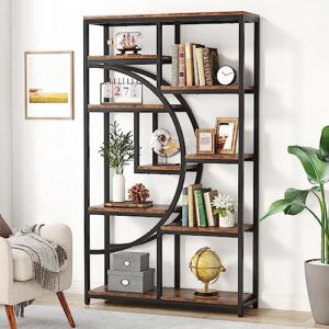tribesigns bookshelf industrial 5 tier etagere bookcase, freestanding tall bookshelves display shelf storage organizer with 9-open storage shelf for living room, bedroom