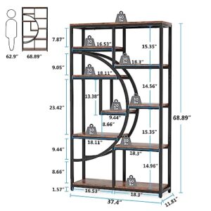 Tribesigns Bookshelf Industrial 5 Tier Etagere Bookcase, Freestanding Tall Bookshelves Display Shelf Storage Organizer with 9-Open Storage Shelf for Living Room, Bedroom