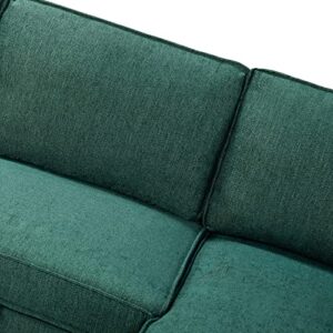 HULALA HOME Modern Sectional Sleeper Sofa, 3-seat L-Shaped Wide Couch with Storage Chaise, Pull Out Sleeper for Small Space, Living Room, Apartment and Office(Teal)