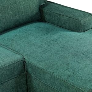 HULALA HOME Modern Sectional Sleeper Sofa, 3-seat L-Shaped Wide Couch with Storage Chaise, Pull Out Sleeper for Small Space, Living Room, Apartment and Office(Teal)