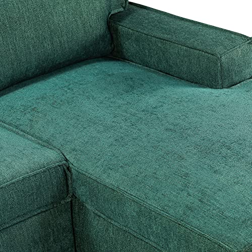 HULALA HOME Modern Sectional Sleeper Sofa, 3-seat L-Shaped Wide Couch with Storage Chaise, Pull Out Sleeper for Small Space, Living Room, Apartment and Office(Teal)