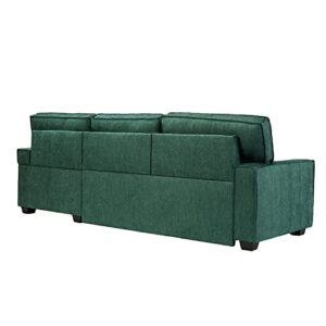 HULALA HOME Modern Sectional Sleeper Sofa, 3-seat L-Shaped Wide Couch with Storage Chaise, Pull Out Sleeper for Small Space, Living Room, Apartment and Office(Teal)