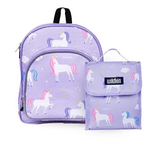 wildkin 12 inch backpack bundle with insulated lunch bag (unicorn)