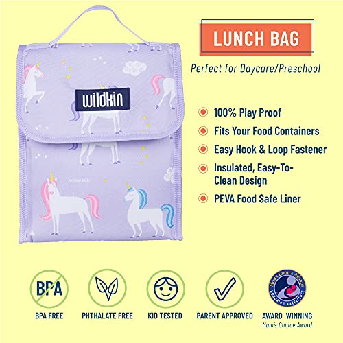 Wildkin 12 Inch Backpack Bundle with Insulated Lunch Bag (Unicorn)