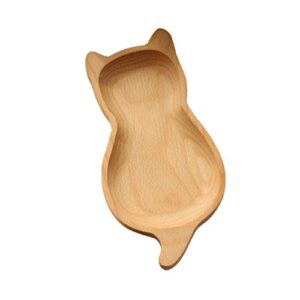 Luxshiny Japanese Candy Wood Cat Plate, Cat Shaped Serving Tray Wooden Dessert Serving Trays for Home Kitchen Restaurant Dessert Tray