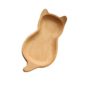 Luxshiny Japanese Candy Wood Cat Plate, Cat Shaped Serving Tray Wooden Dessert Serving Trays for Home Kitchen Restaurant Dessert Tray