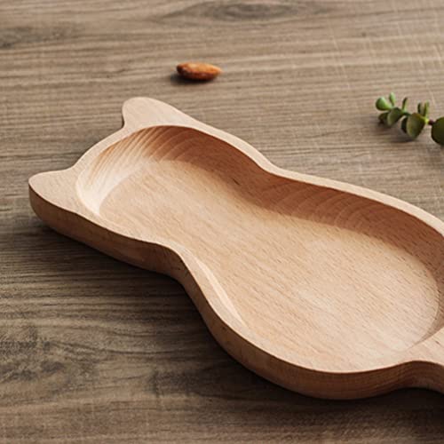 Luxshiny Japanese Candy Wood Cat Plate, Cat Shaped Serving Tray Wooden Dessert Serving Trays for Home Kitchen Restaurant Dessert Tray