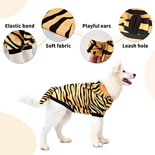 DELIFUR Halloween Dog Tiger Costumes for Cat Small Dogs and Medium Dogs Pet Cosplay Tiger Costume Pet Hoodie Coat Pet Winter Warm Apparel (Large)