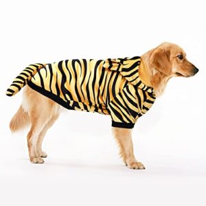 DELIFUR Halloween Dog Tiger Costumes for Cat Small Dogs and Medium Dogs Pet Cosplay Tiger Costume Pet Hoodie Coat Pet Winter Warm Apparel (Large)