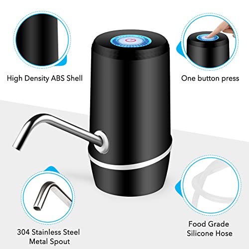 5 Gallon Water Dispenser, Electric Drinking Water Pump Automatic Portable Water Jug Pump for 5 Gallon Bottle - Black