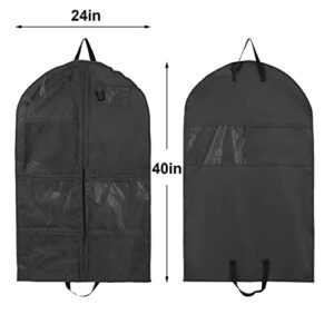 Waterproof Hanging Garment Bag,40 inch Garment Bags for Hanging Clothes,Garment Bags for Travel Storage,Dance Clothes Bag,Kids Garment Bag for Dance Costumes,Sports,Skating,Theatre,Beauty Pageants (Black)