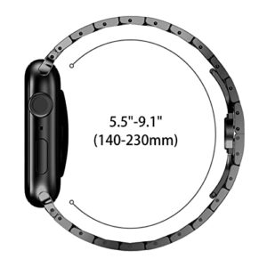 CHANCHY Stainless Steel Band for Apple Watch Ultra Band 49mm 45mm 44mm 42mm 38mm 40mm 41mm, Metal Strap with Folding Clasp for Apple Watch Series 8 7 6 5 4 3 2 1 SE Men (Black)