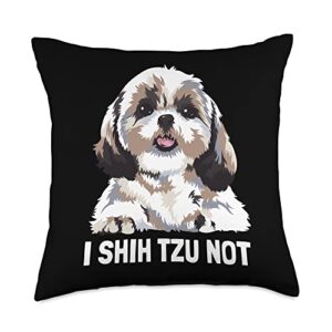 shih tzu gifts for dog lovers i shih tzu not throw pillow, 18x18, multicolor