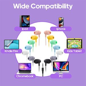 Wensdo Kids Earbud Headphones Bulk 10 Pack Multi Colors for School Classroom Students Teens Children Gift and Adult