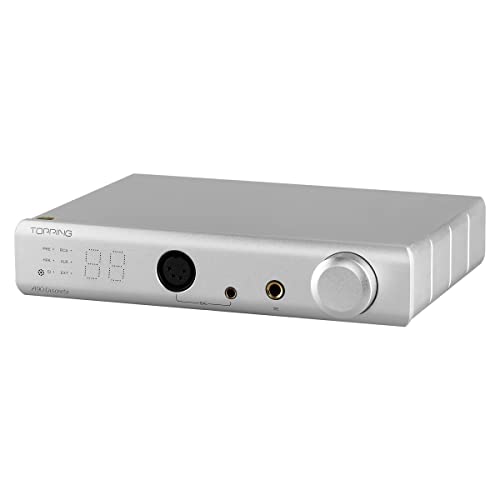 Topping A90 Discrete Fully Discrete Balanced Headphone AMP NFCA 4-Pin-XLR 4.4 Balanced 6.35mm SE Output Pre-Amplifier 2 * 9800mW 2 Gain Settings Headphone AMP Headphone Amplifier(Silver)