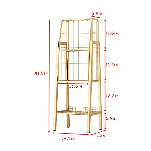 DOORXIFO Modern Gold Bookcase Freestanding,Heavy Duty Metal Gold Bookshelves Organizer for Bedroom Home Office,Gold Storage Rack Book Rack.