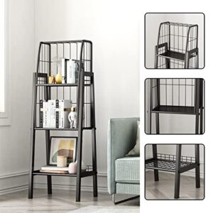 DOORXIFO Modern Industrial Bookcase Freestanding,Heavy Duty Metal Black Bookshelves Organizer for Bedroom Home Office,Black Storage Rack Book Rack.