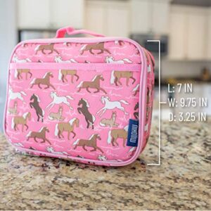 Wildkin 12 Inch Backpack Bundle with Insulated Lunch Box Bag (Horses in Pink)