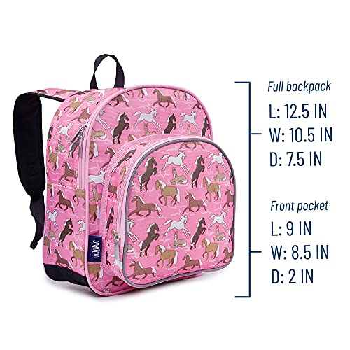 Wildkin 12 Inch Backpack Bundle with Insulated Lunch Box Bag (Horses in Pink)