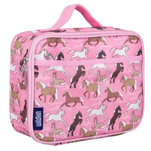 Wildkin 12 Inch Backpack Bundle with Insulated Lunch Box Bag (Horses in Pink)