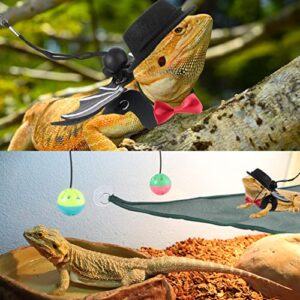 12 Pack Bearded Dragon Accessories Set Bearded Dragon Leash Harness Adjustable Leash Bat Wings with Hat Bow Tie Collar Toys Ball for Bearded Dragon Mesh Hammock for Lizard Reptile Small PET Animal