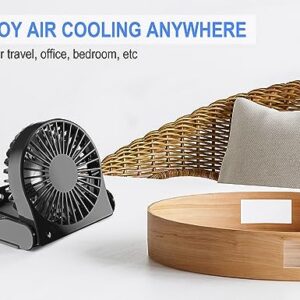 PELANZENHAU Small Table Fan - USB Powered Mini Desk Fan with 3 Powerful Speed & 360° Collapsible, Portable Little Cooling Fan Folding and Tilt Design for Travel Dorm RV Office Camping Bedroom