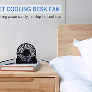 PELANZENHAU Small Table Fan - USB Powered Mini Desk Fan with 3 Powerful Speed & 360° Collapsible, Portable Little Cooling Fan Folding and Tilt Design for Travel Dorm RV Office Camping Bedroom