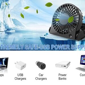 PELANZENHAU Small Table Fan - USB Powered Mini Desk Fan with 3 Powerful Speed & 360° Collapsible, Portable Little Cooling Fan Folding and Tilt Design for Travel Dorm RV Office Camping Bedroom