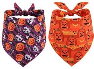 2 pack dog bandana halloween, triangle bibs scarf for halloween, holiday pet neckerchief for dogs pets