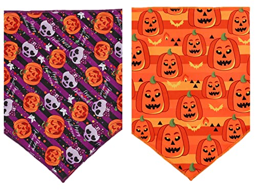 2 Pack Dog Bandana Halloween, Triangle Bibs Scarf for Halloween, Holiday Pet Neckerchief for Dogs Pets