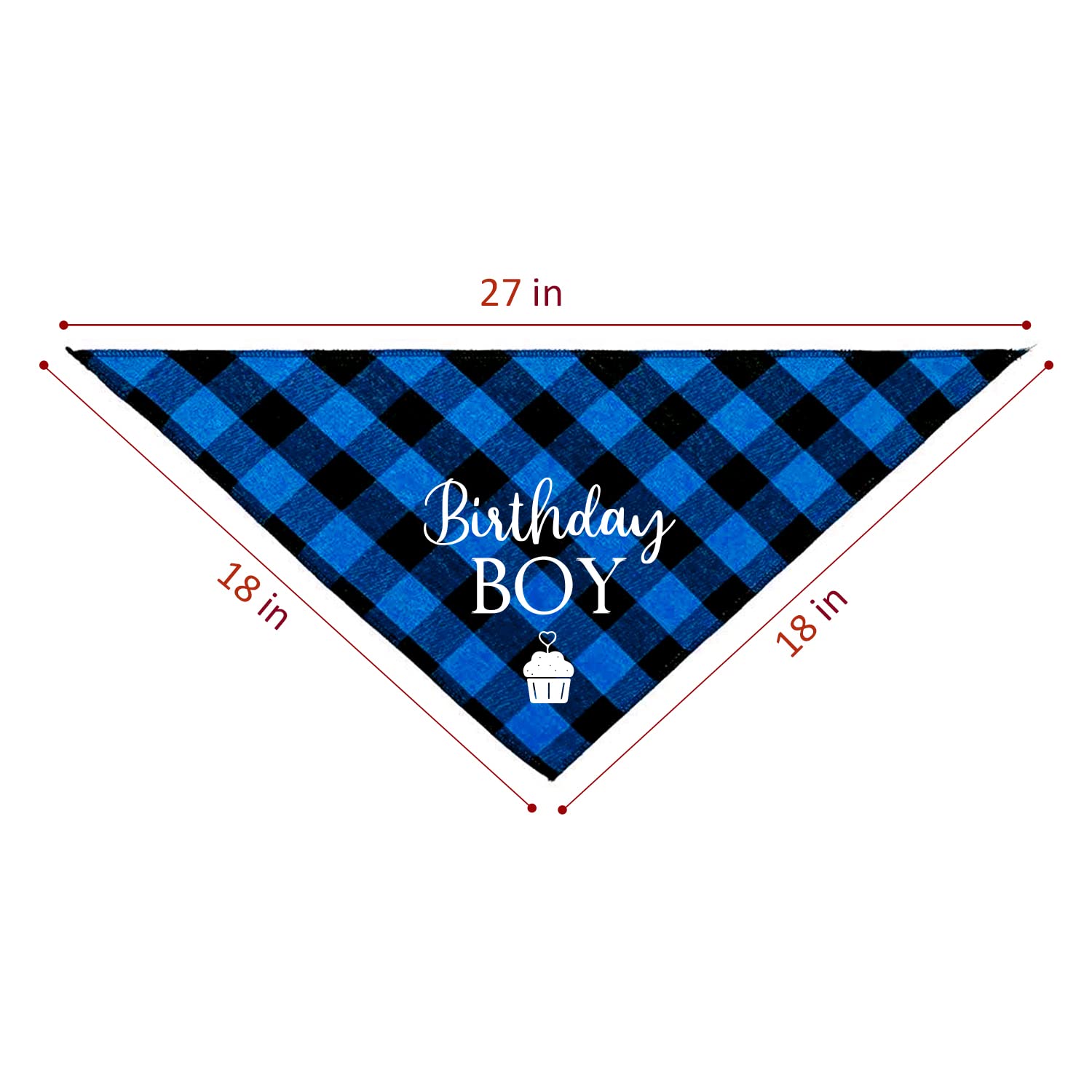 Funny Blue Plaid Cotton Pet Dog Bandana, Birthday Boy Dog Scarf Gender Reveal Photo Prop Accessories Birthday Party for Pet Dog Master Lovers Owner Gift