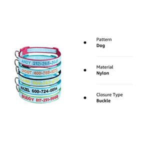 Wlitchi Personalized Reflective Dog Collars, Custom Glowing Luminous ID Collar Embroidered Name and Phone Number 4 Adjustable Sizes X-Small Small Medium Large for Boy and Girl Dogs (Fluorescent Glow)