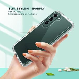 KIOMY Clear Shockproof Case for Samsung Galaxy S22 5G with 2 Packs Tempered Glass Screen Protectors, 3 Layers in 1 Full Body Protection Hard PC Back and Front Cover with Flexible TPU Bumper Shell