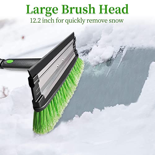 SEAAES 51 Inch Ice Scraper and Snow Brush with Squeegee, Extendable Snow Ice Removal with Foam Grip for Windshield SUV Truck Vehicle Window