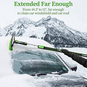 SEAAES 51 Inch Ice Scraper and Snow Brush with Squeegee, Extendable Snow Ice Removal with Foam Grip for Windshield SUV Truck Vehicle Window