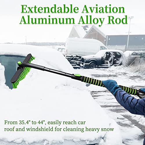 SEAAES 44 Inch Ice Scraper and Snow Brush for Car Windshield, Extendable Snow Removal Brush with Foam Grip for Truck SUV Vehicle Window