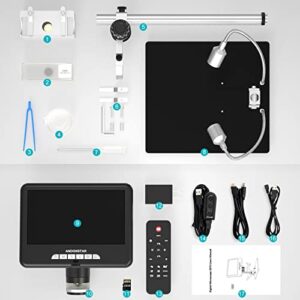 Andonstar AD207S Pro HDMI Digital Microscope, 2160P UHD Video Record, Soldering Microscope, Coin Microscope with 10 inch Stand for Full View, Bottom Light with Prepared Slides, Electronic Microscope