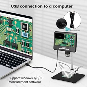 Andonstar AD207S Pro HDMI Digital Microscope, 2160P UHD Video Record, Soldering Microscope, Coin Microscope with 10 inch Stand for Full View, Bottom Light with Prepared Slides, Electronic Microscope