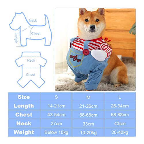Pet Deadly Doll Dog Costume, Chucky Dog Cosplay Funny Costume Halloween Christmas Dog Clothes Party Costume for Small Medium Large Dogs