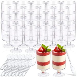 200 pack 3.5 oz mini dessert cups with spoons clear plastic parfait appetizer cups small appetizer shooter cups disposable mini plastic mousse cups pudding fruit ice cream cups for wedding party
