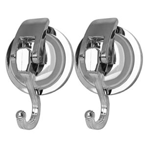 tssiguy suction cup hooks, heavy duty powerful hooks vacuum suction shower hooks reusable without punching waterproof wall bathroom kitchen restroom 15 lb (2 pack, silver)