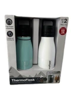 ThermoFlask Travel 17oz Vacuum Insulated FlipLock Mugs - 2pack- Grey and Onyx