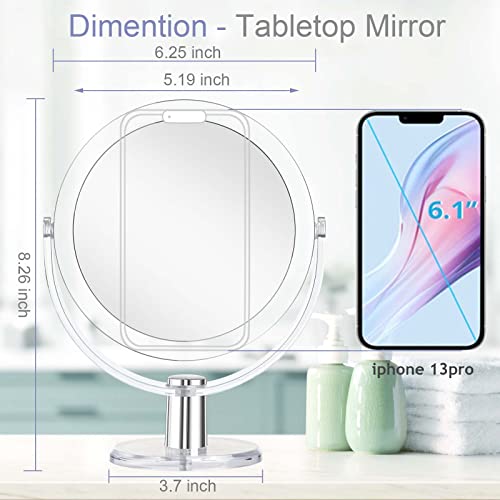 CLSEVXY Vanity Mirror Makeup Mirror with Stand, 1X/15X Magnification Double Sided 360 Degree Swivel Magnifying Mirror, 6.25 Inch Portable Table Desk Counter top Mirror Bathroom Shaving Mirror